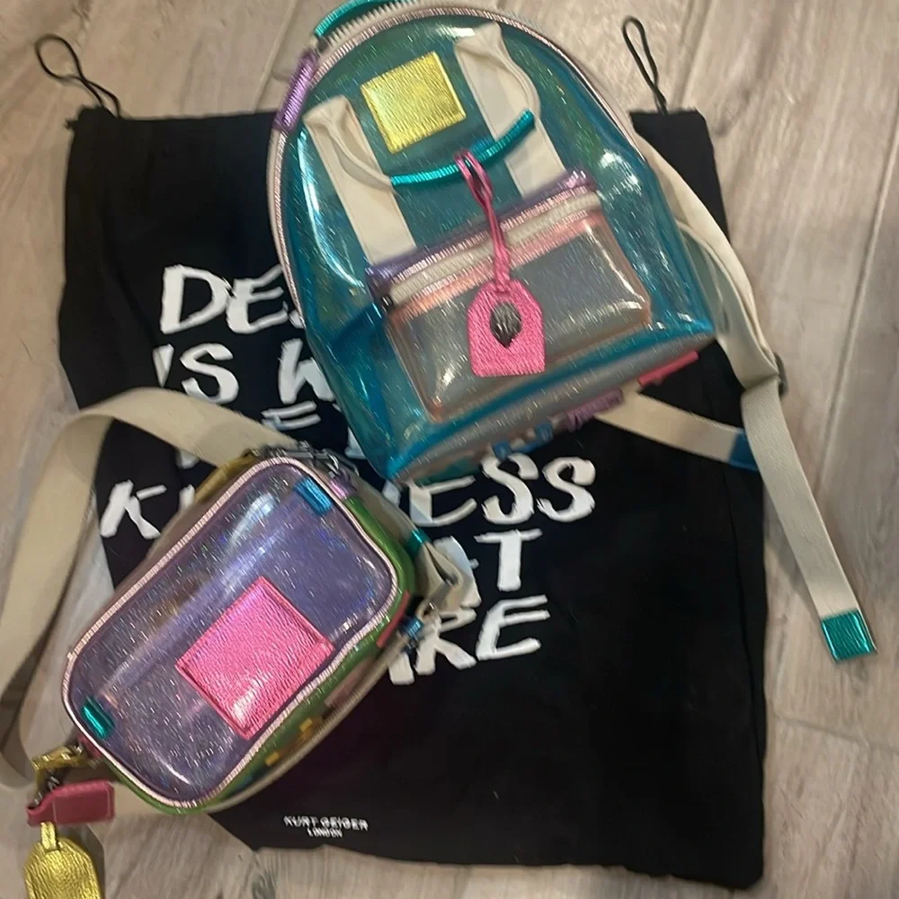 2 set KURT GEIGER Transparent Backpack and Crossbody.. barely used, like new - Picture 4 of 12